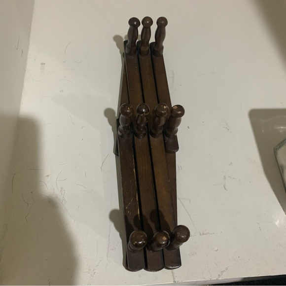 Vintage Country Style Wooden Expandable Wall Hooks Mug Racks Accordion Design - Picture 4 of 6